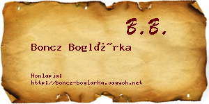 Boncz Boglárka névjegykártya